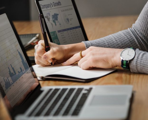 businesswoman analysis banking