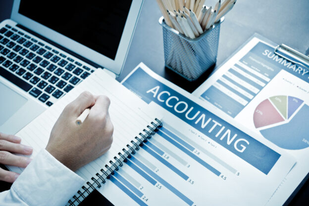 accountant sorting numbers
